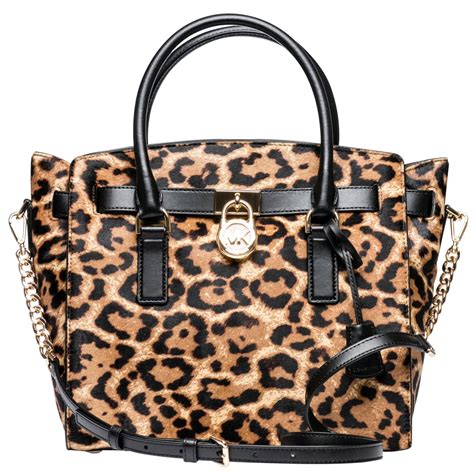 michael kors leopard hamilton satchel|Michael Kors Hamilton studded bag.